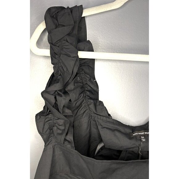 Who What Wear Gorgeous Milkmaid Style Ruffled 3X Coquette Open Back Dress Black - Picture 8 of 16